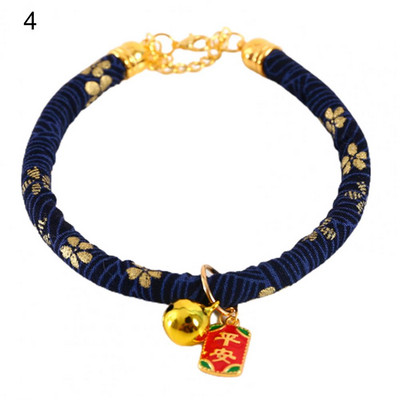 Mājdzīvnieku kaklasiksna Ķīniešu stila dekoratīva kaķa kakla siksna, ādai draudzīga regulējama kaķu suņu kaklasiksna ar piekarināmu zvanu festivālam