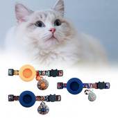 Kaķa apkakles regulējama ātri nolaižama izsmalcināta drukas mājdzīvnieka kakla siksna Ērts drošības joslas izsekotāja aizsargmaciņš priekš AirTag