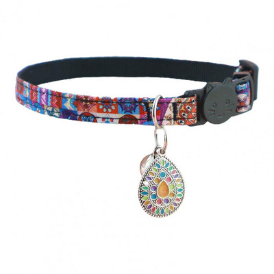 Kaķa apkakles regulējama ātri nolaižama izsmalcināta drukas mājdzīvnieka kakla siksna Ērts drošības joslas izsekotāja aizsargmaciņš priekš AirTag