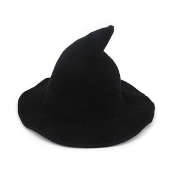 1 τμχ Μοντέρνο καπέλο μάγισσας αποκριών Γυναικείο μάλλινο καπέλο από μοντέρνο μαλλί προβάτου Καπέλο για πάρτι αποκριάτικων πάρτι