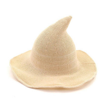1 τμχ Μοντέρνο καπέλο μάγισσας αποκριών Γυναικείο μάλλινο καπέλο από μοντέρνο μαλλί προβάτου Καπέλο για πάρτι αποκριάτικων πάρτι