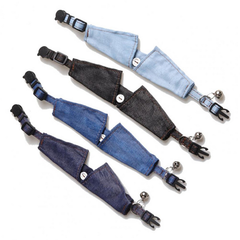 Viegli uzvelkama un noņemama kaķa kakla siksna ar regulējamu smokinga uzvalka apkakli Mīksts džinsa audums Ērta, stilīga mājdzīvnieka apkakle kāzām