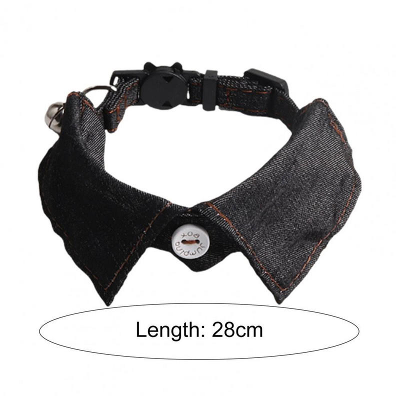 Viegli uzvelkama un noņemama kaķa kakla siksna ar regulējamu smokinga uzvalka apkakli Mīksts džinsa audums Ērta, stilīga mājdzīvnieka apkakle kāzām