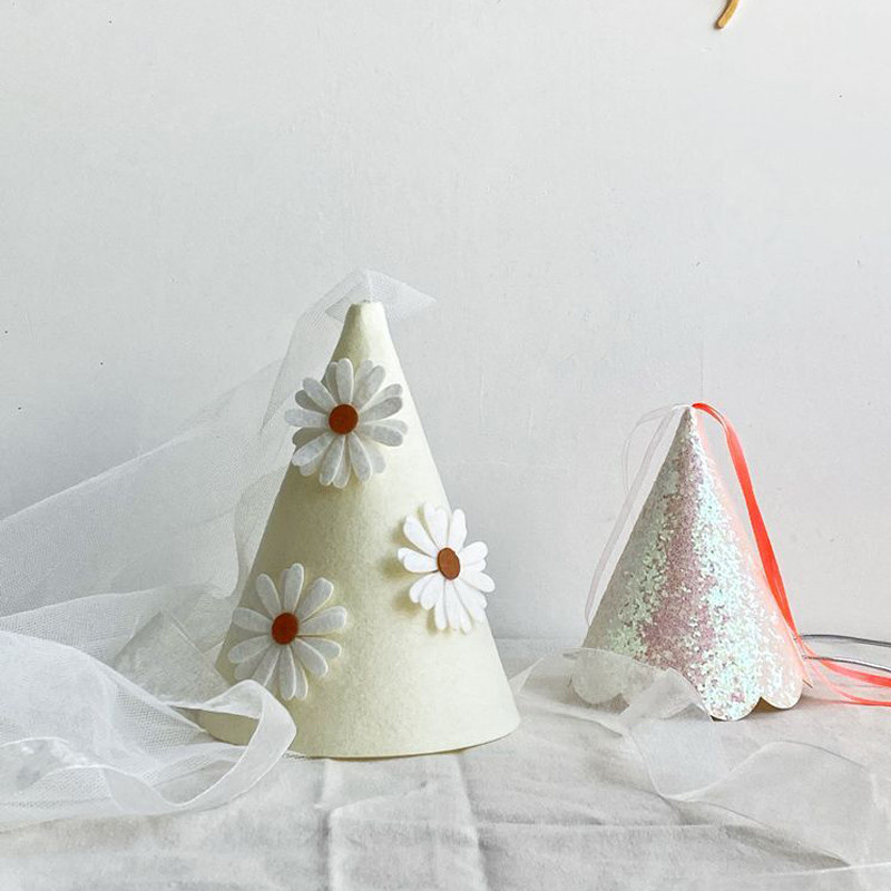 INS First Kids Birthday White Little Daisy Hat Baby Girl Flower Cream Party Καπέλο Διχτυωτό Καπέλα Baby Shower Photo Props