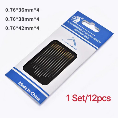 12/24/36gab Aklo šūšanas adatas Daudzizmēru sānu caurums nerūsējošais tērauds, šūšana ar rokām, mājsaimniecības DIY pērļošanas vītņu adata