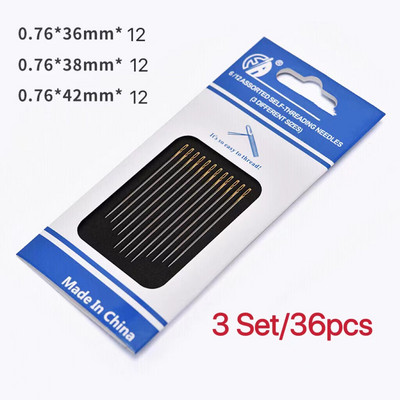 12/24/36gab Aklo šūšanas adatas Daudzizmēru sānu caurums nerūsējošais tērauds, šūšana ar rokām, mājsaimniecības DIY pērļošanas vītņu adata