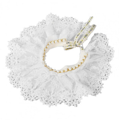 Διακοσμητικό κολάρο γάτας Faux Pearls Διακοσμητικό κασκόλ γάτας Φιλικό προς το δέρμα Φεστιβάλ γατών Διακοσμητικό γιακά με δαντέλα Προϊόν για κατοικίδια