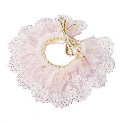 Διακοσμητικό κολάρο γάτας Faux Pearls Διακοσμητικό κασκόλ γάτας Φιλικό προς το δέρμα Φεστιβάλ γατών Διακοσμητικό γιακά με δαντέλα Προϊόν για κατοικίδια