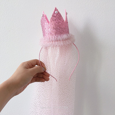 Új gyerekek születésnapi fejpánt hercegnő dekorációs kalap király koronafátyol, gyönyörű Kawaii hajcsipesz színpadi kellékek parti kellékek