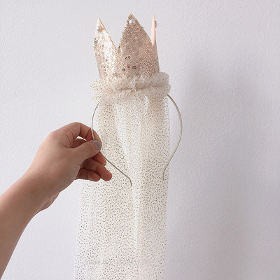 Új gyerekek születésnapi fejpánt hercegnő dekorációs kalap király koronafátyol, gyönyörű Kawaii hajcsipesz színpadi kellékek parti kellékek