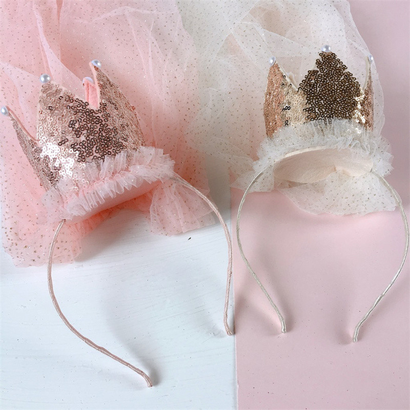 Új gyerekek születésnapi fejpánt hercegnő dekorációs kalap király koronafátyol, gyönyörű Kawaii hajcsipesz színpadi kellékek parti kellékek