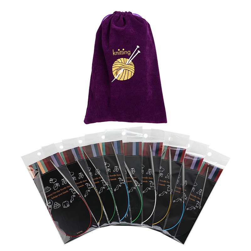 Looen 1Gb nerūsējošā tērauda apļveida adāmadata 65 cm caurule, gludas tamboradatas adīšanai, aušanai, šūšanas rīki vilna