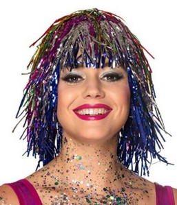 Regulējamas folijas vizulis Parūkas Iedomātā kleita Spīdīga ballītes parūka Metāla kostīmu Kosplay piederumi Jauki matu aksesuāri Iedomātā kleita ballīte