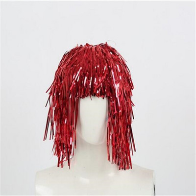 Regulējamas folijas vizulis Parūkas Iedomātā kleita Spīdīga ballītes parūka Metāla kostīmu Kosplay piederumi Jauki matu aksesuāri Iedomātā kleita ballīte