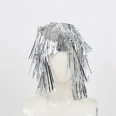 Regulējamas folijas vizulis Parūkas Iedomātā kleita Spīdīga ballītes parūka Metāla kostīmu Kosplay piederumi Jauki matu aksesuāri Iedomātā kleita ballīte