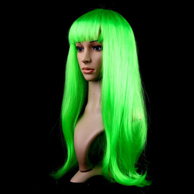 Női női karneváli hosszú, egyenes hajú paróka Cosplay lány születésnapi partihoz, rózsaszín 60 cm-es képregény és animációs haj ferde frufruval