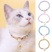 Pievilcīga mājdzīvnieku kaklasiksna Izsmalcināta viltota pērle mājdzīvnieka kakla aplis saulespuķu dekoratīvā mājdzīvnieka kaklasiksna kaķim suņiem kaklarota rotaslietas mājdzīvnieku piederumi