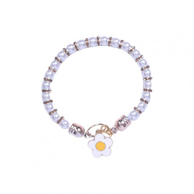 Pievilcīga mājdzīvnieku kaklasiksna Izsmalcināta viltota pērle mājdzīvnieka kakla aplis saulespuķu dekoratīvā mājdzīvnieka kaklasiksna kaķim suņiem kaklarota rotaslietas mājdzīvnieku piederumi