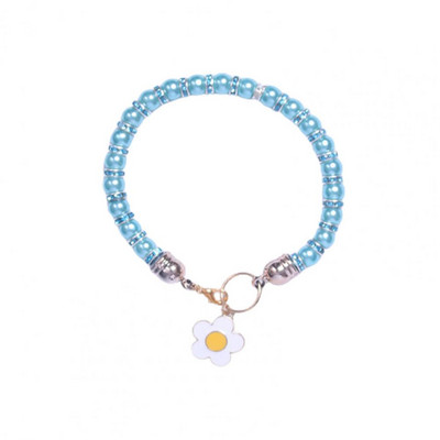 Pievilcīga mājdzīvnieku kaklasiksna Izsmalcināta viltota pērle mājdzīvnieka kakla aplis saulespuķu dekoratīvā mājdzīvnieka kaklasiksna kaķim suņiem kaklarota rotaslietas mājdzīvnieku piederumi