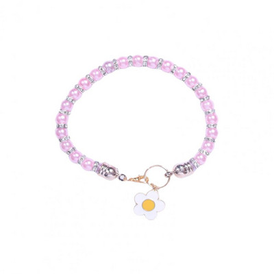 Pievilcīga mājdzīvnieku kaklasiksna Izsmalcināta viltota pērle mājdzīvnieka kakla aplis saulespuķu dekoratīvā mājdzīvnieka kaklasiksna kaķim suņiem kaklarota rotaslietas mājdzīvnieku piederumi