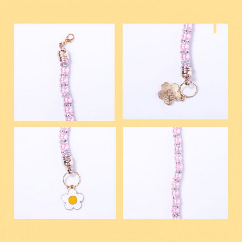 Pievilcīga mājdzīvnieku kaklasiksna Izsmalcināta viltota pērle mājdzīvnieka kakla aplis saulespuķu dekoratīvā mājdzīvnieka kaklasiksna kaķim suņiem kaklarota rotaslietas mājdzīvnieku piederumi