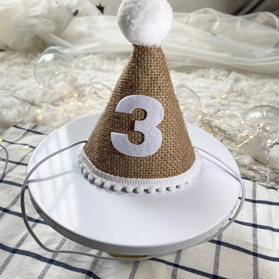 Gyerekek első születésnapi kalapja Erdei stílusú 1. születésnapi parti sapka 1. 2. 3. év Gyerek baba zuhany kalap születésnapi fejpánt díszítések