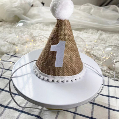 Gyerekek első születésnapi kalapja Erdei stílusú 1. születésnapi parti sapka 1. 2. 3. év Gyerek baba zuhany kalap születésnapi fejpánt díszítések