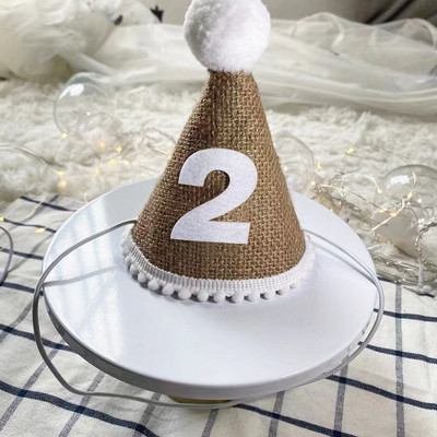 Gyerekek első születésnapi kalapja Erdei stílusú 1. születésnapi parti sapka 1. 2. 3. év Gyerek baba zuhany kalap születésnapi fejpánt díszítések