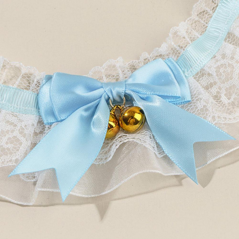 Prémium kisállat nyakörv, bőrrel érintkező, lélegző kisállat sál, kézzel készített állítható poliészter masnis csipke harang macska nyakörv, napi összeállítás