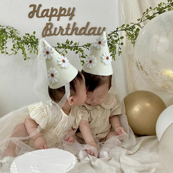 Ins Шапка за рожден ден Принадлежности за парти за първи рожден ден Шапка на принцеса Парти лента за глава Корона Шапка Baby Shower Girl Photo Prop 생일