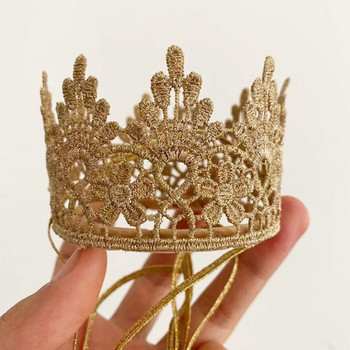 Момиче принцеса корона шапка цвете диамантена корона лента за глава лента за глава детска прическа за рожден ден