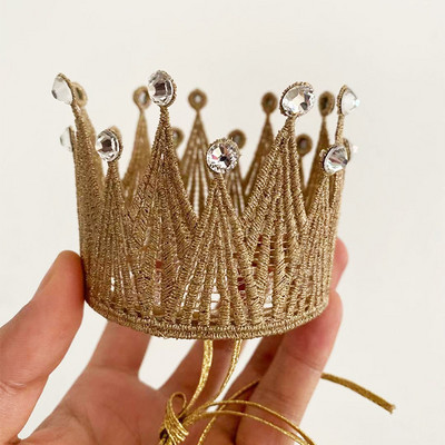 Момиче принцеса корона шапка цвете диамантена корона лента за глава лента за глава детска прическа за рожден ден