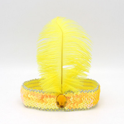 Karnevāls Indijas strausa galvenā cepure Matu aksesuāri Dzimšanas dienas svinības Galvassegas Sequins Dimanta spalvas Apģērbs vīriešiem un sievietēm