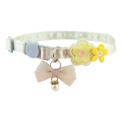 Ērta mājdzīvnieka kaklasiksna ar jauku loku viltus pērļu kulonu mājdzīvnieku kaklarota, drošības regulējama sprādze, kaķis suns kakla siksna mājdzīvnieku aksesuāri