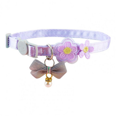 Ērta mājdzīvnieka kaklasiksna ar jauku loku viltus pērļu kulonu mājdzīvnieku kaklarota, drošības regulējama sprādze, kaķis suns kakla siksna mājdzīvnieku aksesuāri