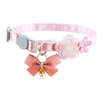 Ērta mājdzīvnieka kaklasiksna ar jauku loku viltus pērļu kulonu mājdzīvnieku kaklarota, drošības regulējama sprādze, kaķis suns kakla siksna mājdzīvnieku aksesuāri