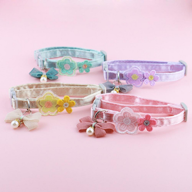 Ērta mājdzīvnieka kaklasiksna ar jauku loku viltus pērļu kulonu mājdzīvnieku kaklarota, drošības regulējama sprādze, kaķis suns kakla siksna mājdzīvnieku aksesuāri