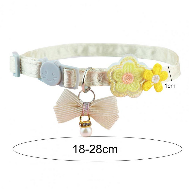 Ērta mājdzīvnieka kaklasiksna ar jauku loku viltus pērļu kulonu mājdzīvnieku kaklarota, drošības regulējama sprādze, kaķis suns kakla siksna mājdzīvnieku aksesuāri