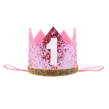 Сладко бебе Шапка за парти за рожден ден Момчета Момичета Принцеса Корона номер 1-ва 2 3-годишна парти шапка Блестяща лента за глава за рожден ден Душ