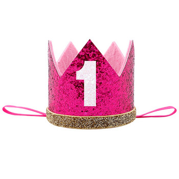 Χαριτωμένο μωρό καπέλο για πάρτι γενεθλίων αγόρια κορίτσια Πριγκίπισσα Κορώνα Αριθμός 1ος 2 3 χρονών πάρτι καπέλο γκλίτερ για γενέθλια ντουζιέρα