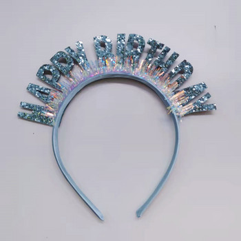 Лента за глава с букви с лазерни пайети Шапка за честит рожден ден Консумативи за парти с букви Лента за коса с букви Деца, възрастни Шапка за честит рожден ден