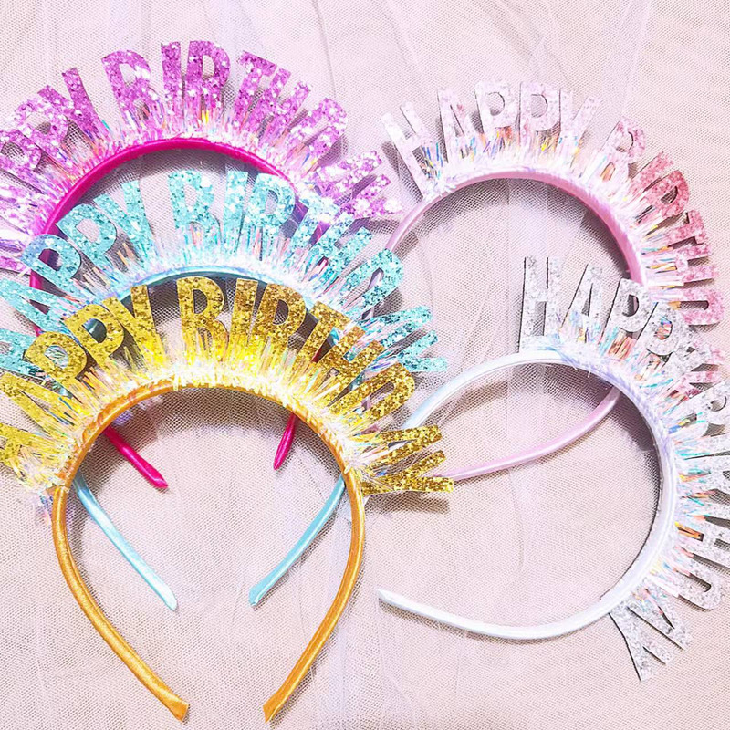 Laser Sequin Letter Headband Happy Birthday Καπέλο Γενέθλια Προμήθειες για πάρτι Γράμμα Hair Band Παιδικά Ενήλικες Χρόνια Πολλά Καπέλο