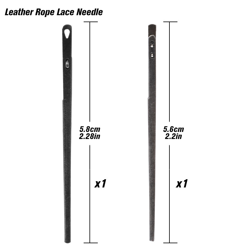 LMDZ ādas šūšanas amatniecības rīks Ādas virves mežģīņu adata, dubultā cauruma viena cauruma DIY rokas rīks ādas auklām adāmadata