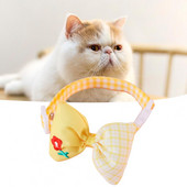 1 gab. Regulējama kaķa apkakles sprādzes dizains ar ziedu izšuvumu mājdzīvnieka kakla aplis mājdzīvnieka kaķa suņu rūtainu rūtu apdruka Bowknot kaklasiksna mājdzīvnieku piederumi