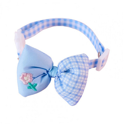 1 gab. Regulējama kaķa apkakles sprādzes dizains ar ziedu izšuvumu mājdzīvnieka kakla aplis mājdzīvnieka kaķa suņu rūtainu rūtu apdruka Bowknot kaklasiksna mājdzīvnieku piederumi