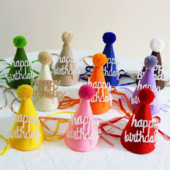 1 db INS Kids Barna Születésnapi Kalap Nem szőtt Khaki Party Kalap Baby Shower Sárga Fejfedő Koreai stílusú Rózsaszín Kék Zöld Bevont sapka