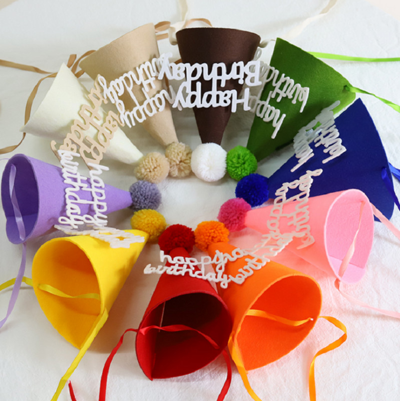 1 db INS Kids Barna Születésnapi Kalap Nem szőtt Khaki Party Kalap Baby Shower Sárga Fejfedő Koreai stílusú Rózsaszín Kék Zöld Bevont sapka