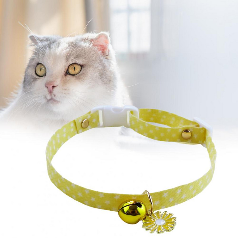 Ērta pavasara kaklasiksna ar zvana kulonu, regulējama mājdzīvnieka kaklarota maziem un vidējiem suņiem kaķiem zvana kakla siksna Drošs mājdzīvnieku aksesuārs