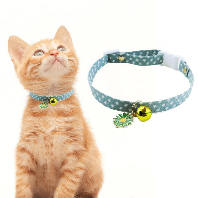 Ērta pavasara kaklasiksna ar zvana kulonu, regulējama mājdzīvnieka kaklarota maziem un vidējiem suņiem kaķiem zvana kakla siksna Drošs mājdzīvnieku aksesuārs