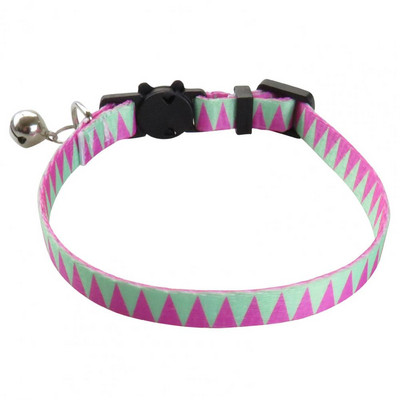 Kaķa kaklasiksna ar regulējamu metāla zvaniņu garuma lolojumdzīvnieka kakla aplis ģeometriskā apdruka, noņemama sprādze Kaķa kakla siksniņa mājdzīvnieku aksesuāri